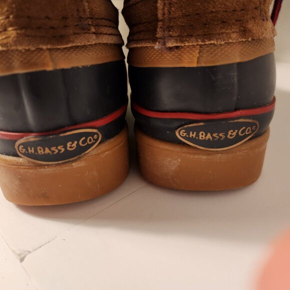 GH Bass & Co. Brown, Black, Red Laced Duck Rain Boots Women's Size 6 - Picture 5 of 11